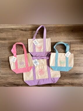 SET - 4 pcs Trader Joes Pastel Canvas Tote Bag - Pink, Purple, Blue